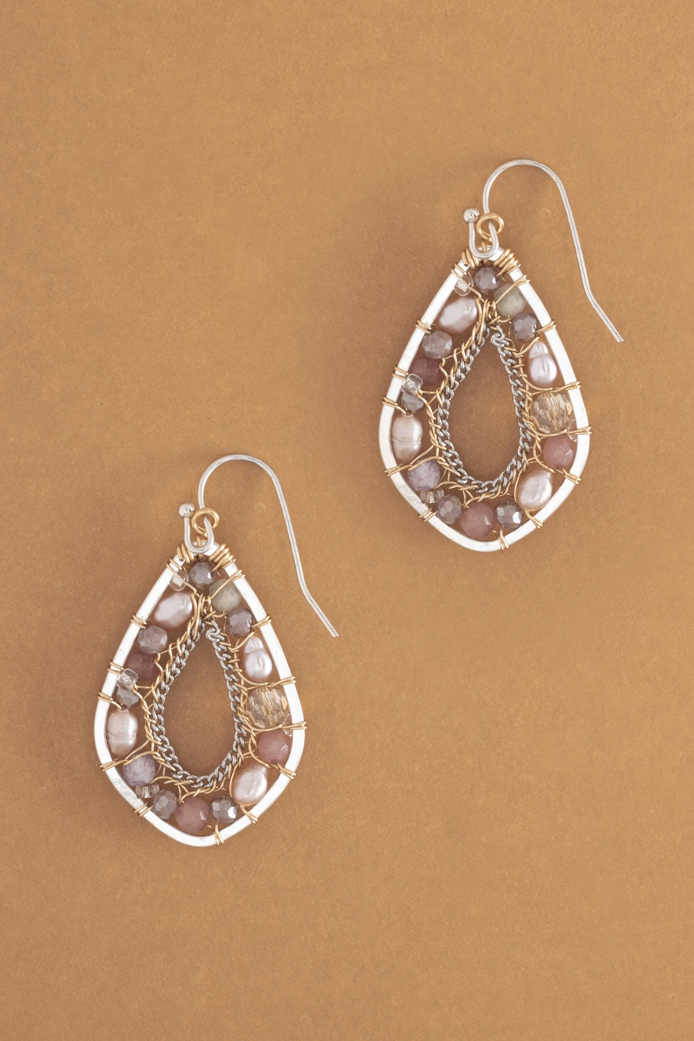 Pink Pearl Teardrop Earrings