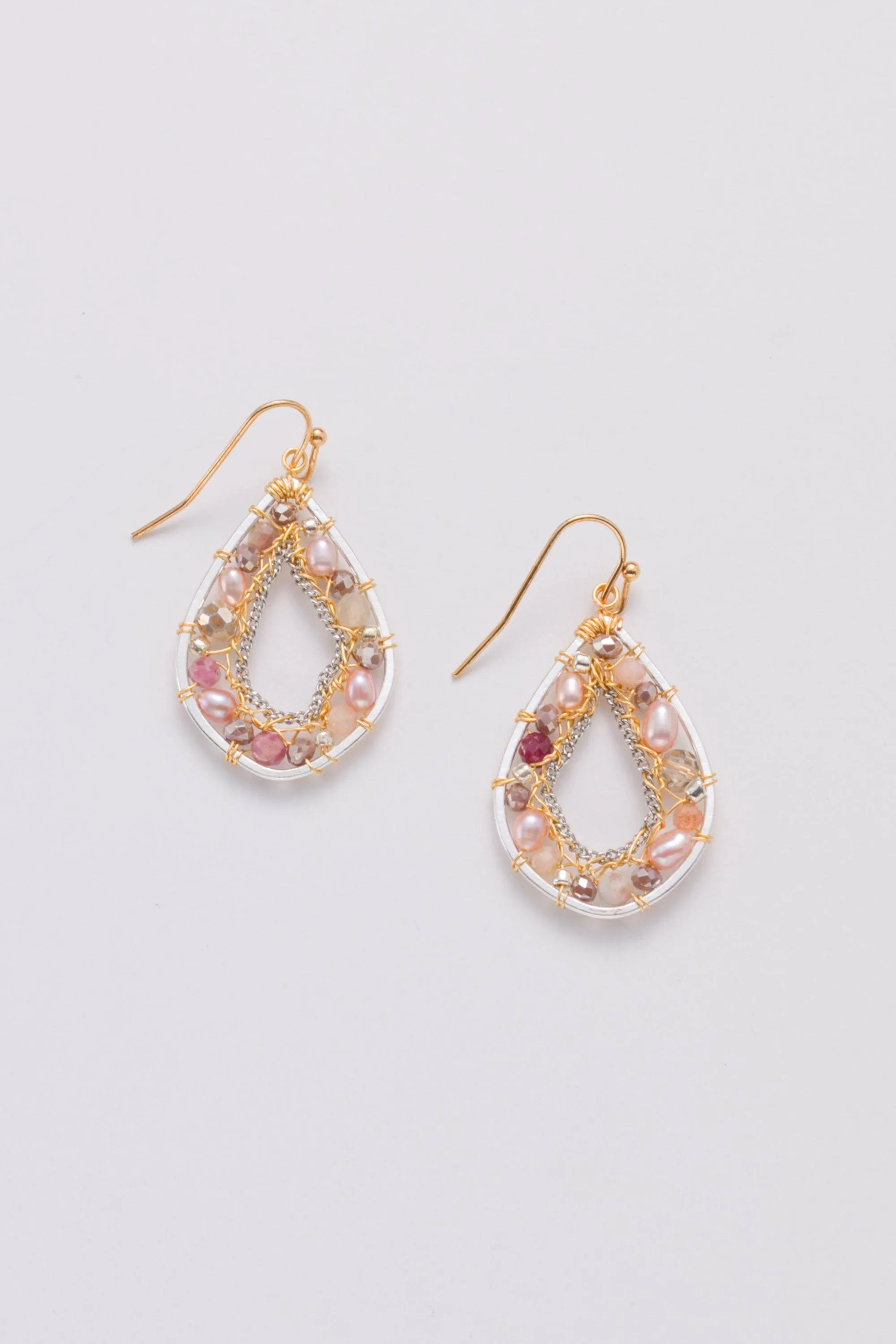 Pink Pearl Teardrop Earrings