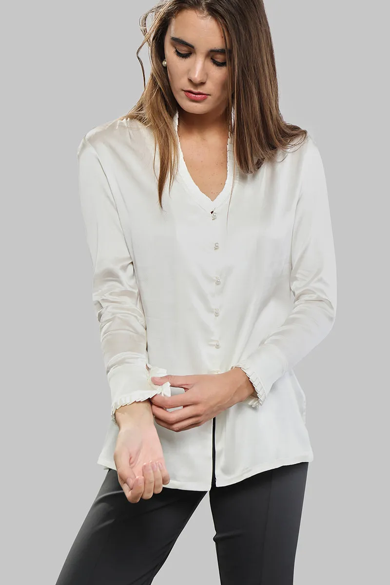 Pleated Tunic - Pearl White