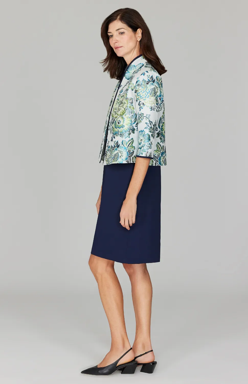 PREORDER Lush Blooms Jacquard Short High Neck Jacket