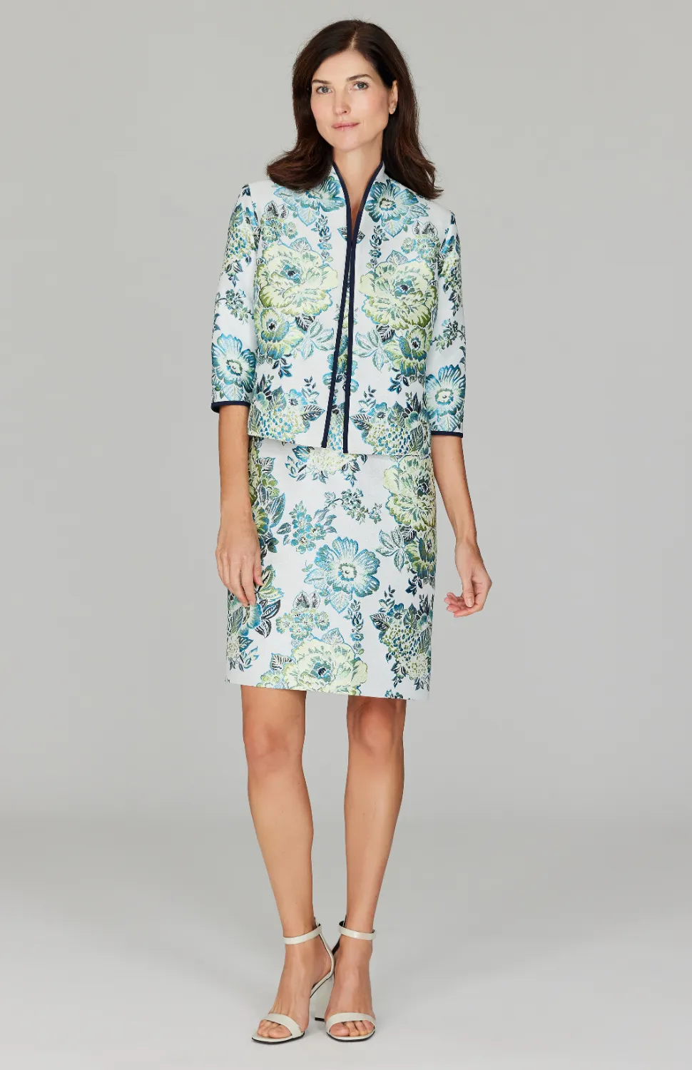 PREORDER Lush Blooms Jacquard Short High Neck Jacket
