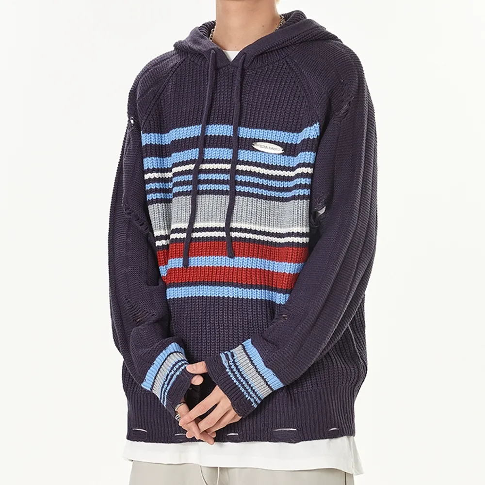 Preppy Striped  Hooded Hoodies