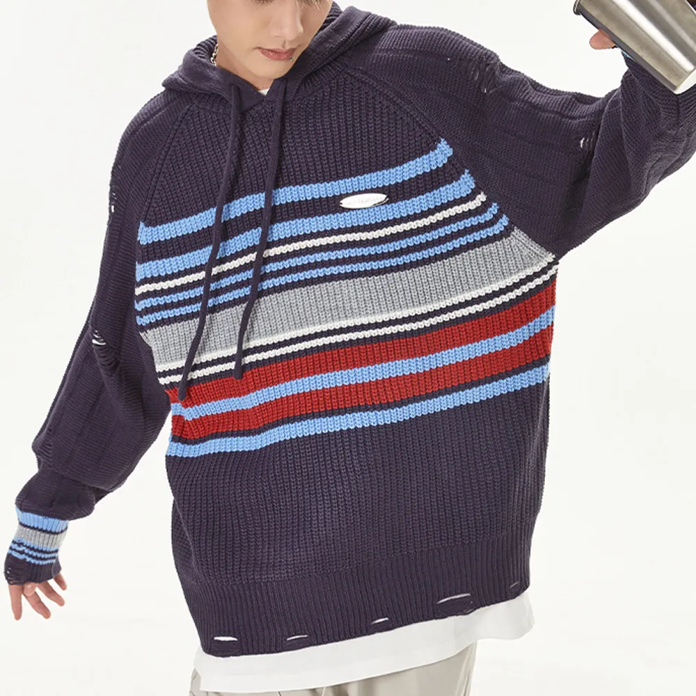 Preppy Striped  Hooded Hoodies