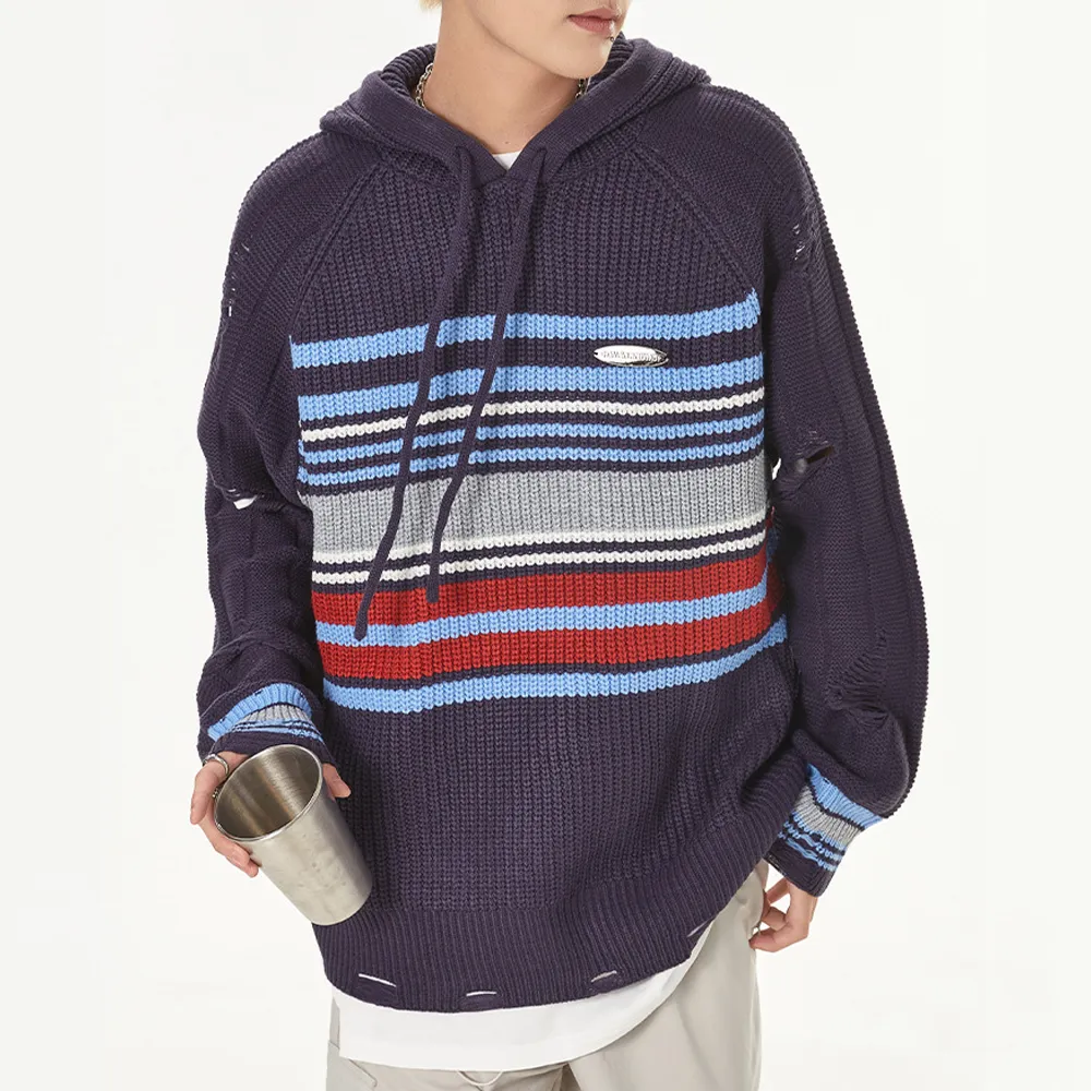 Preppy Striped  Hooded Hoodies