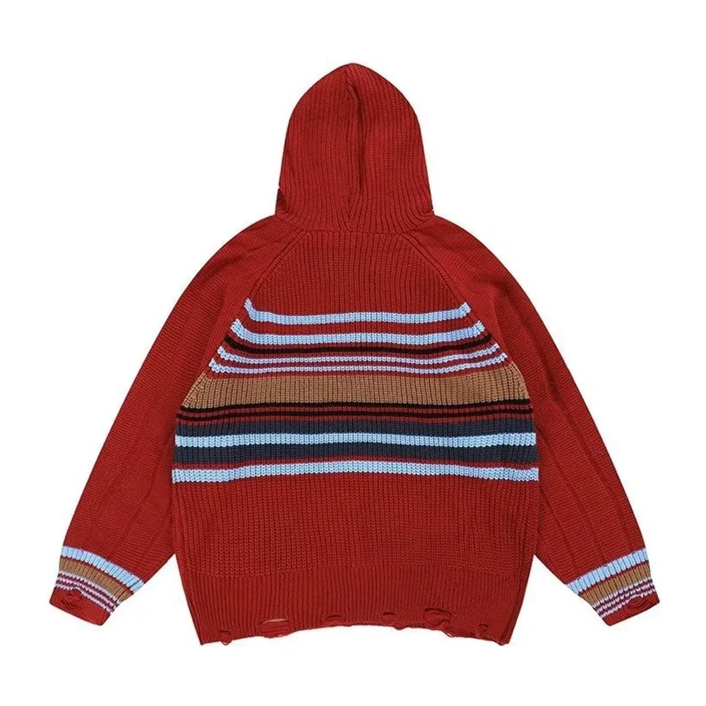 Preppy Striped  Hooded Hoodies