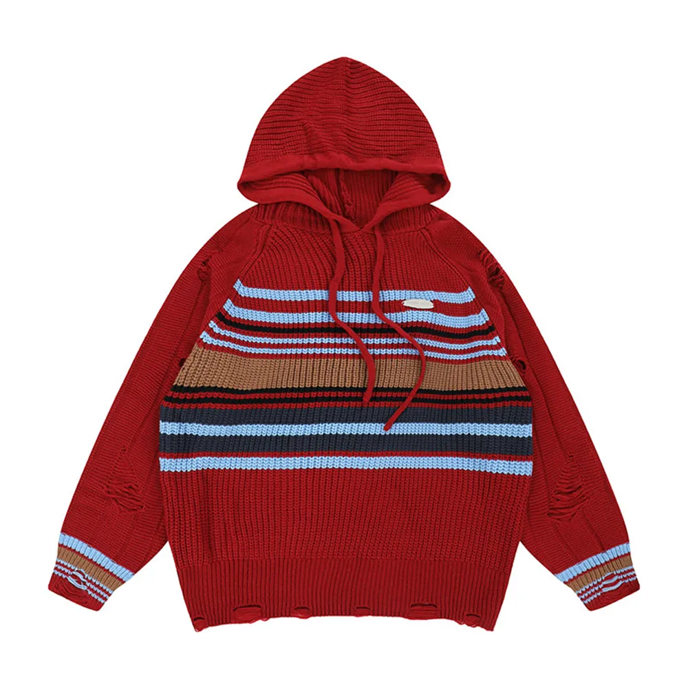 Preppy Striped  Hooded Hoodies
