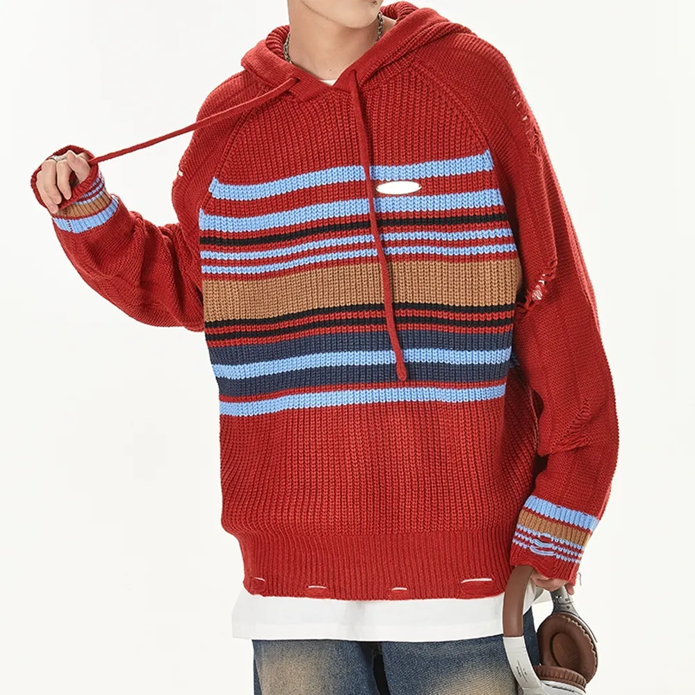 Preppy Striped  Hooded Hoodies