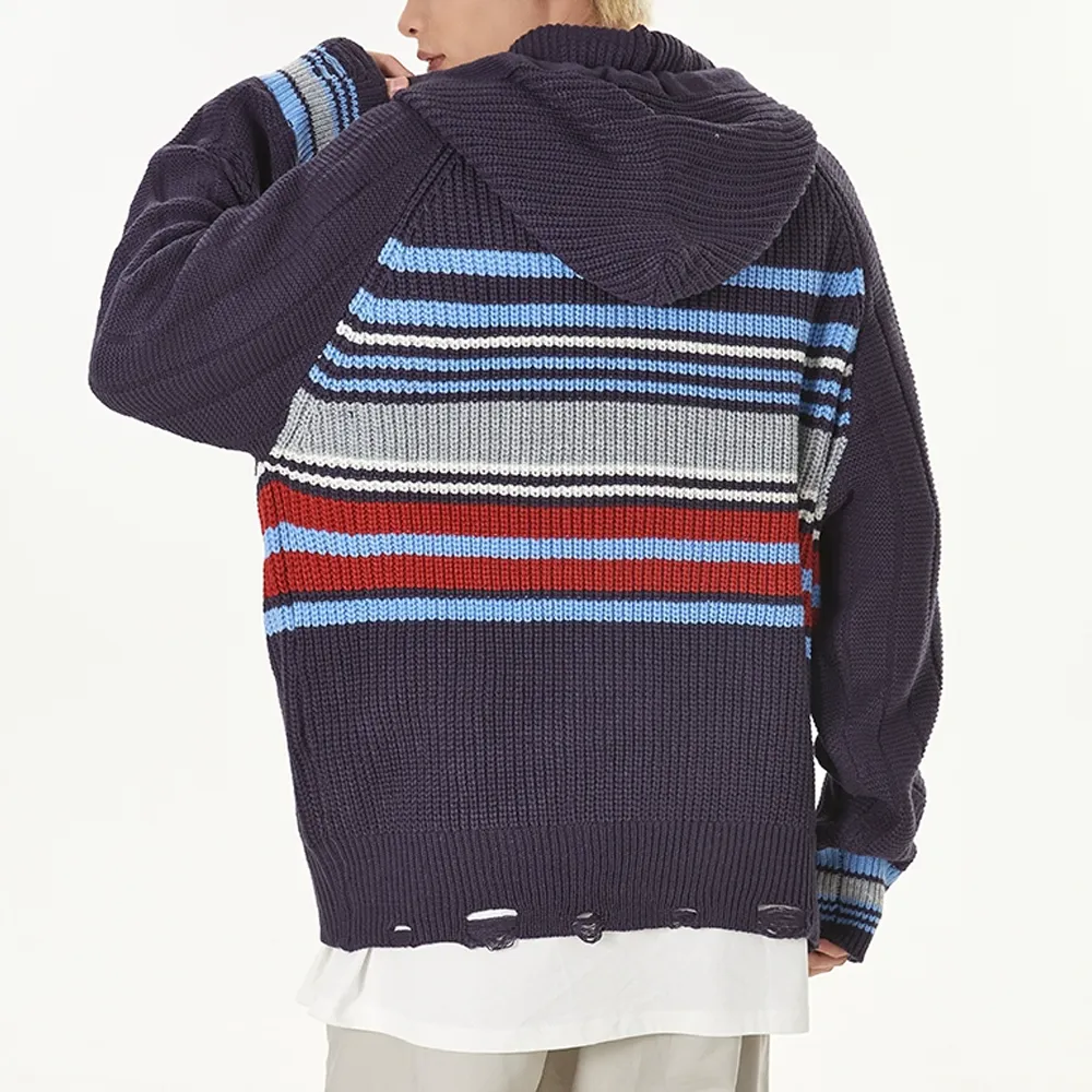 Preppy Striped  Hooded Hoodies