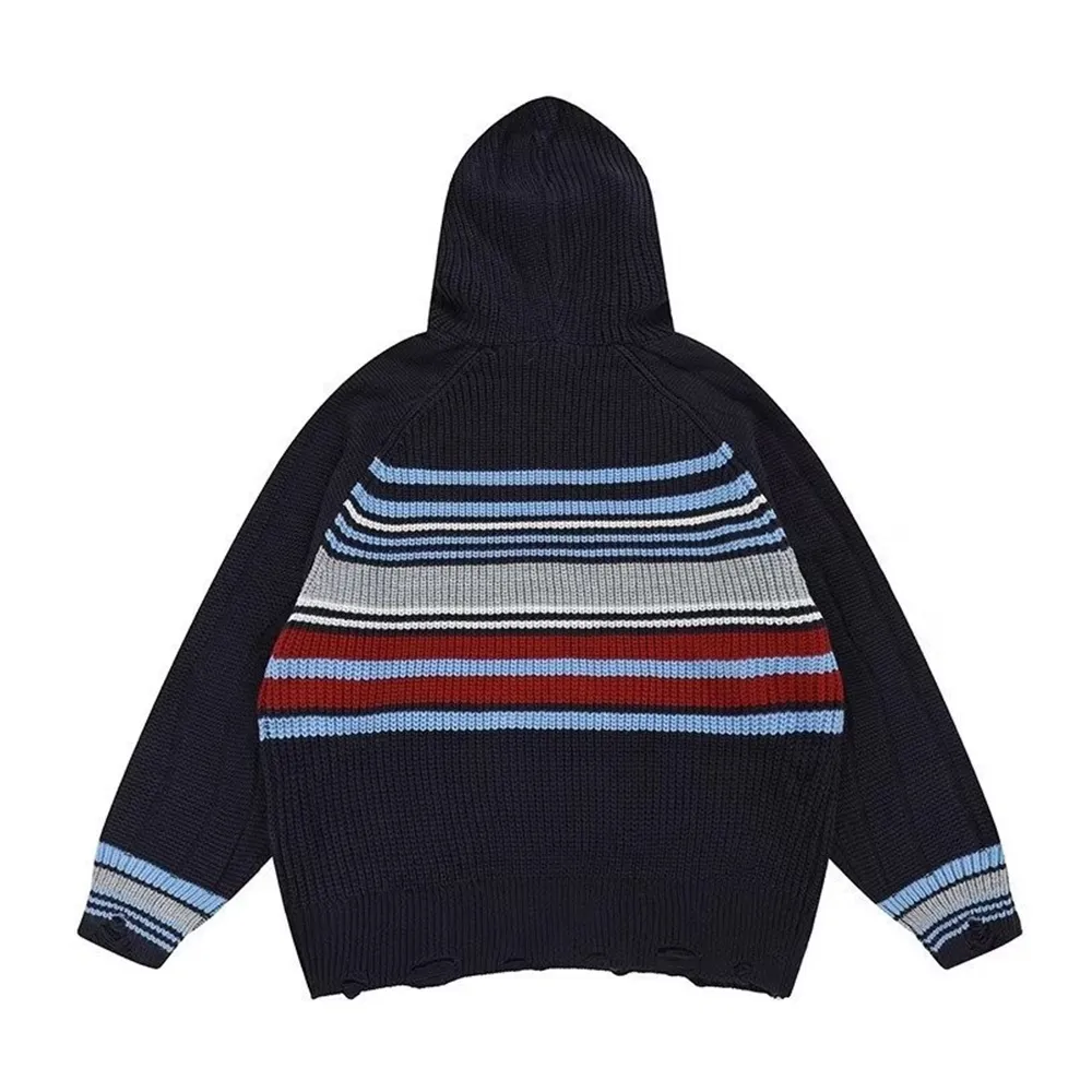 Preppy Striped  Hooded Hoodies