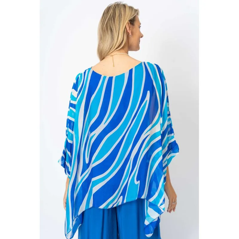 "HB" PRINTED SILK BLOUSE