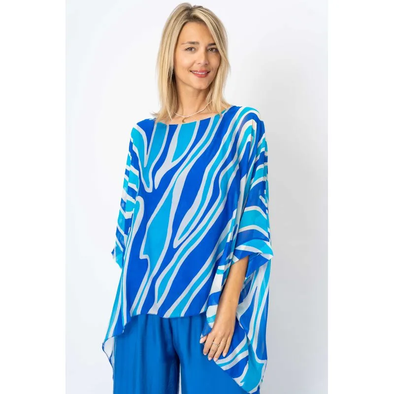 "HB" PRINTED SILK BLOUSE
