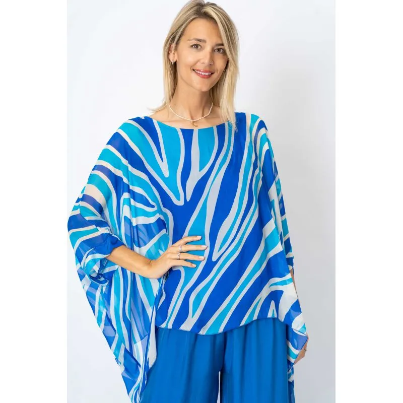 "HB" PRINTED SILK BLOUSE