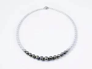 "Night Rain" 42 cm Multi-color Tahiti and Akoya Pearl Necklace