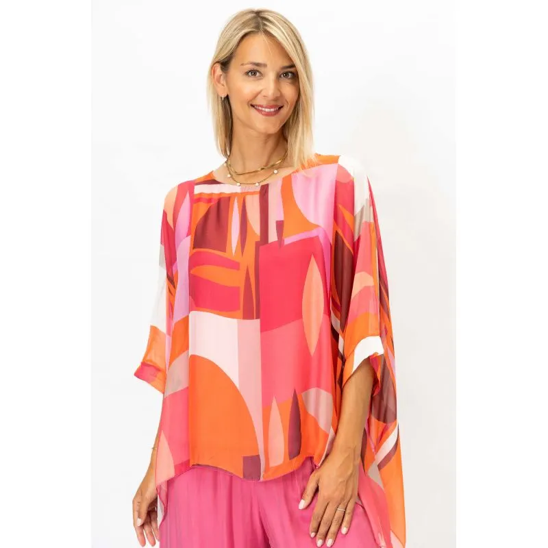 "PIC" PRINTED SILK BLOUSE