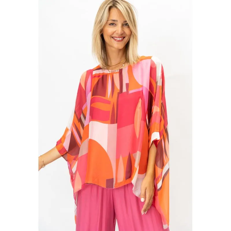 "PIC" PRINTED SILK BLOUSE