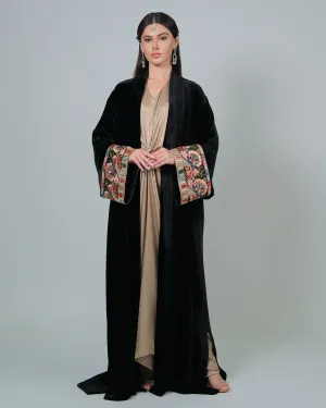 RAM25 BLACK SILK VELVET ABAYA