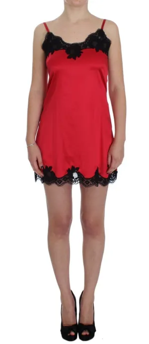 Red Black Silk Lace Lingerie Dress