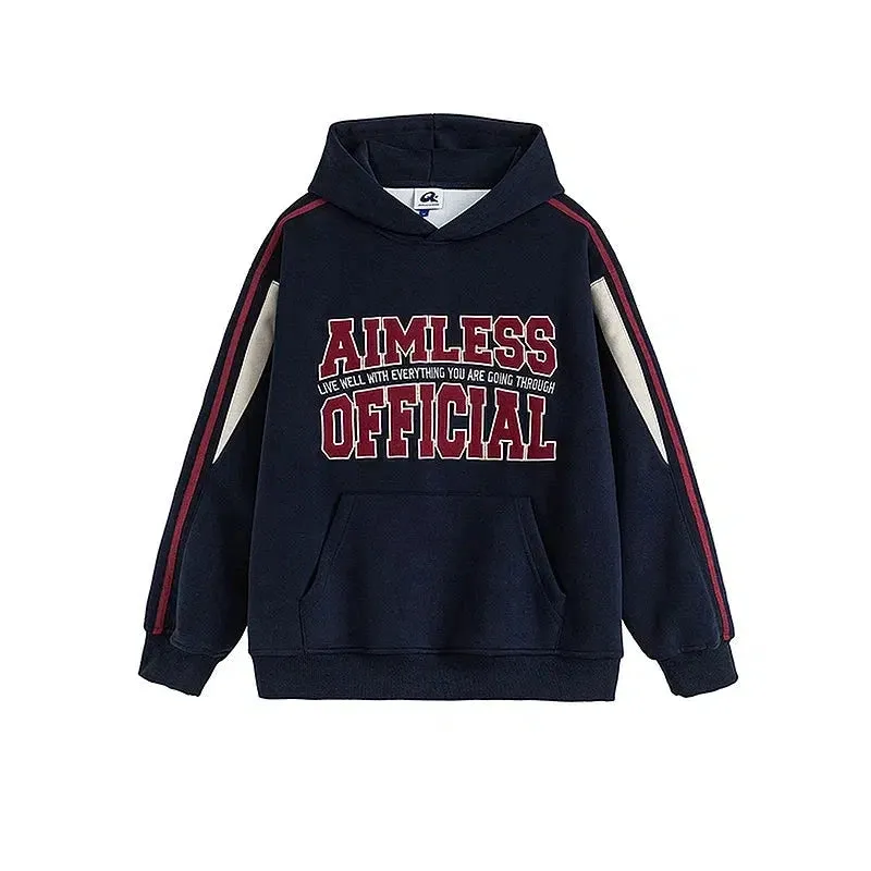 Retro Embroidered Hooded Sweatshirt