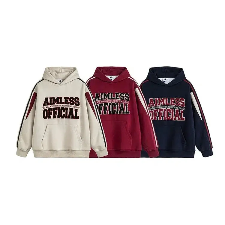 Retro Embroidered Hooded Sweatshirt