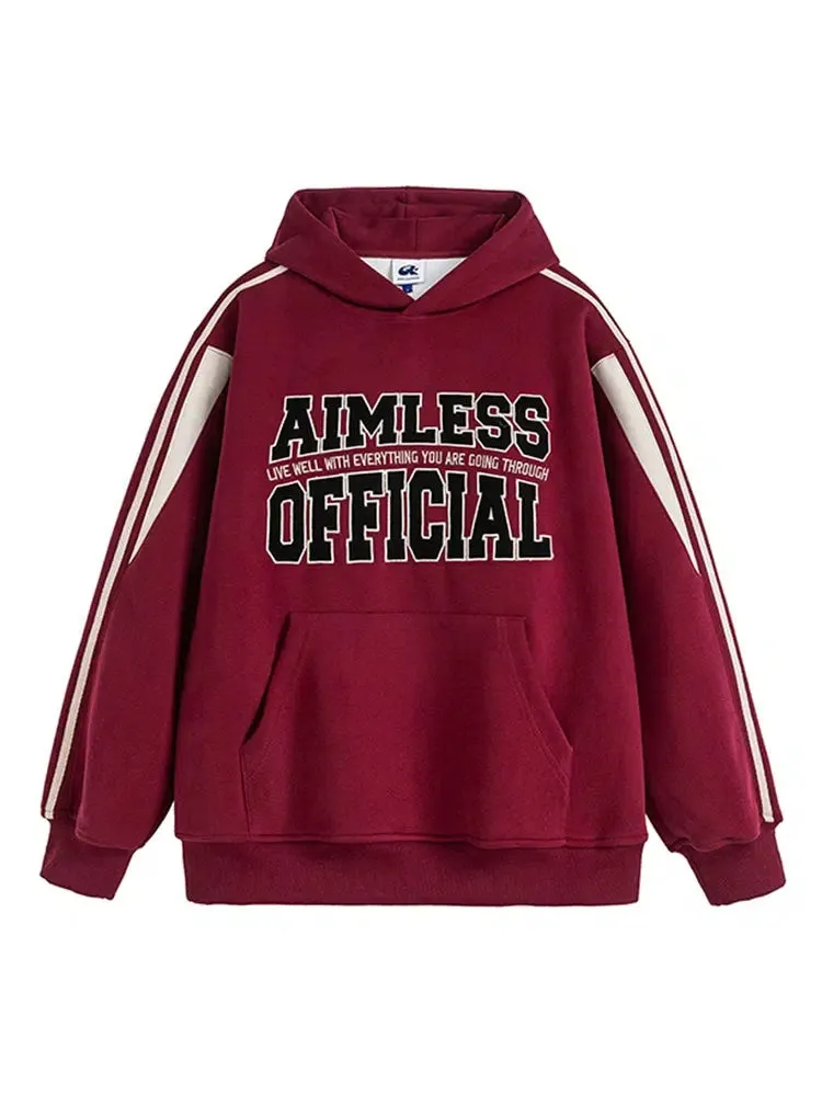 Retro Embroidered Hooded Sweatshirt