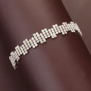 Rhinestone Evening Pageant Bracelet on Gold | Rhinestone Bracelet |  624258