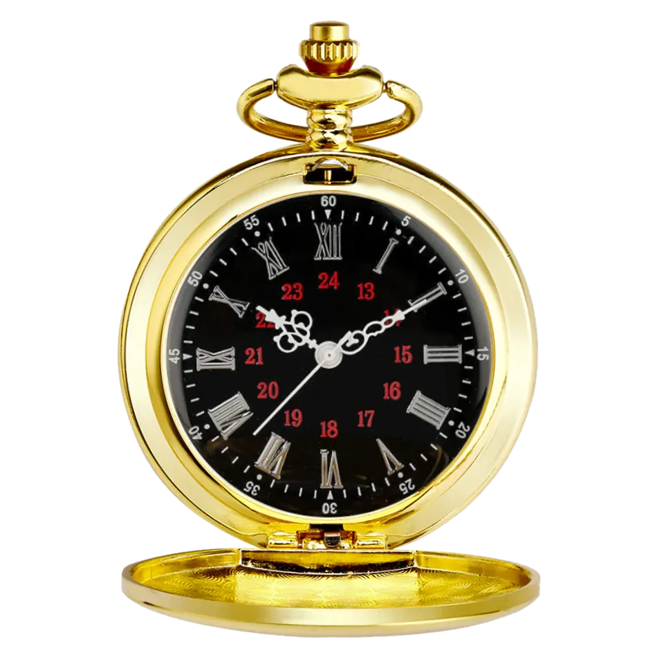 Rich Gold Roman Quartz Pocket Watch