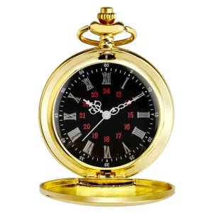 Rich Gold Roman Quartz Pocket Watch