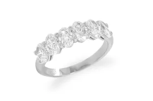 Ring Platinum 6 Oval Diamonds 1.47cts Band