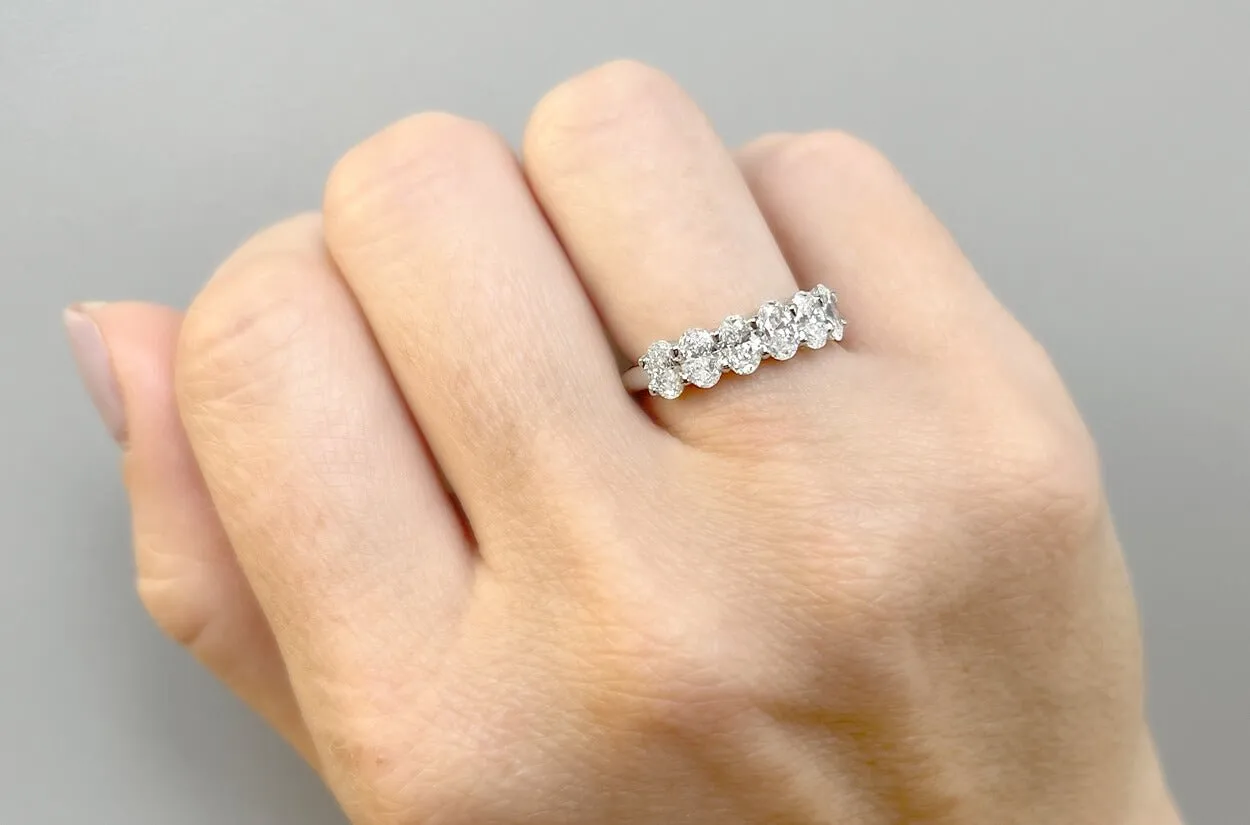 Ring Platinum 6 Oval Diamonds 1.47cts Band