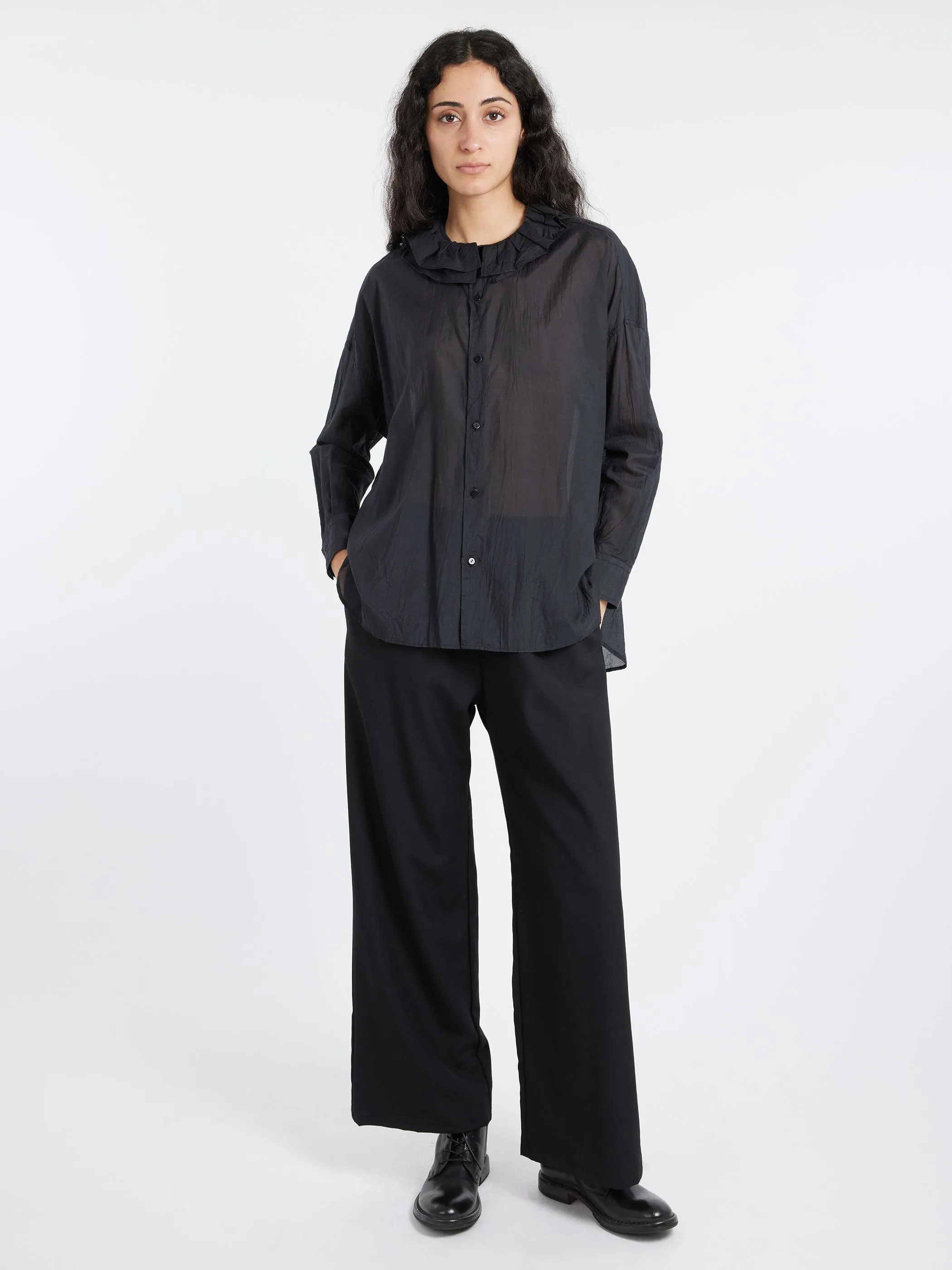 Ruffle Collar Baggy Shirt