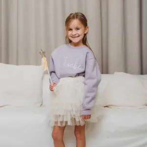 Script Name Embroidered Pastel Sweater