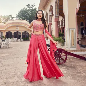 Sequined Blouse and Shimmer Palazzo Set