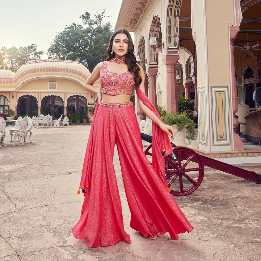 Sequined Blouse and Shimmer Palazzo Set