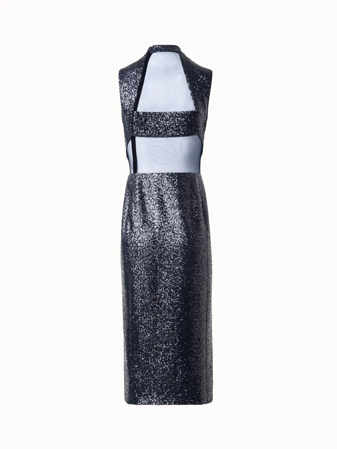 Sequined Sheath Dress with Open Back