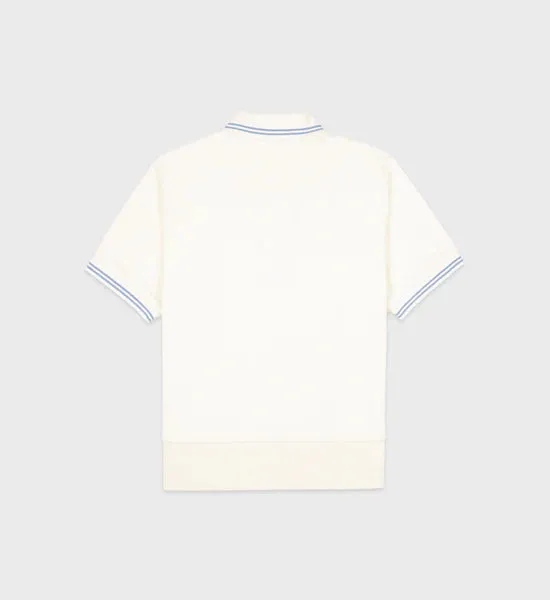 Serif Logo Terry Polo - Coconut/Sky Blue