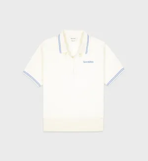 Serif Logo Terry Polo - Coconut/Sky Blue