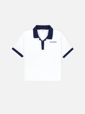 Serif Logo Terry Polo - White/Navy