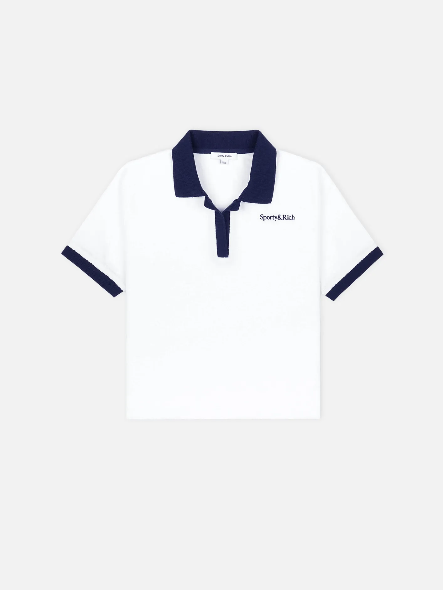 Serif Logo Terry Polo - White/Navy