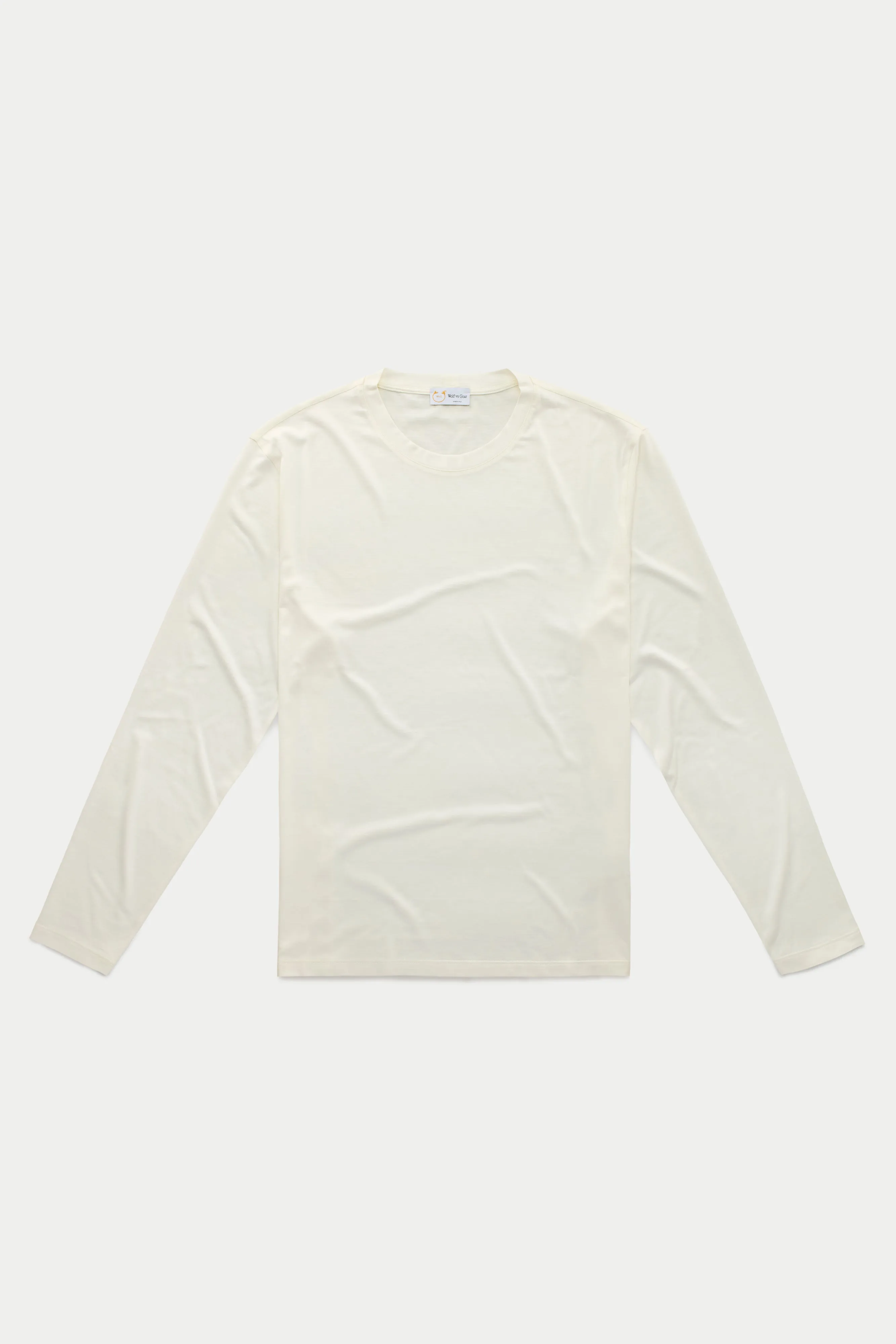 Silk Cotton Long Sleeve Crew Neck T-Shirt White