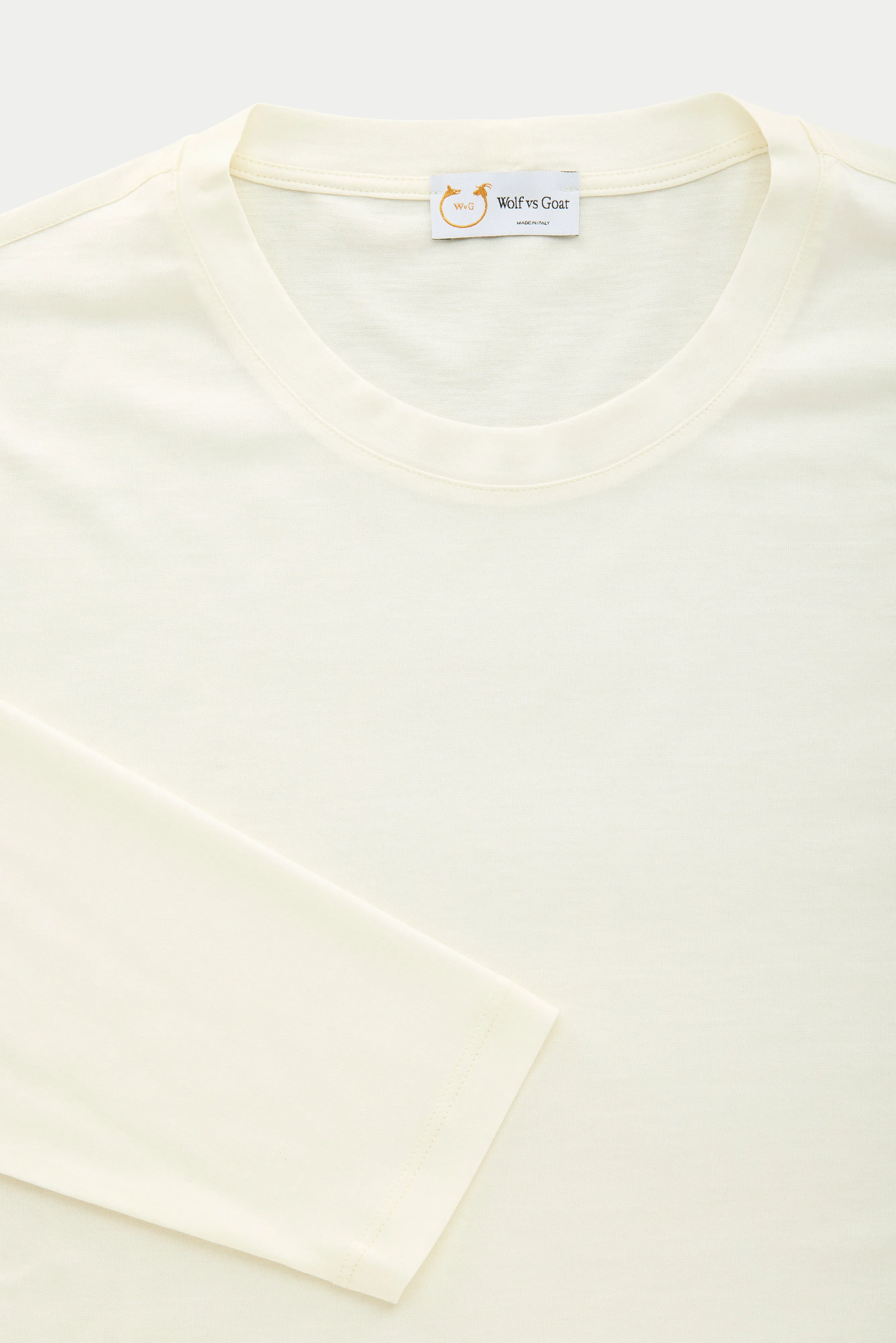 Silk Cotton Long Sleeve Crew Neck T-Shirt White