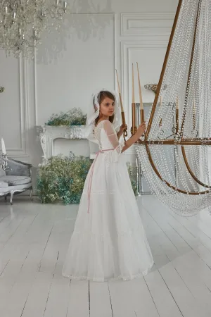 Simple Elegant Communion Dress with Embroidery