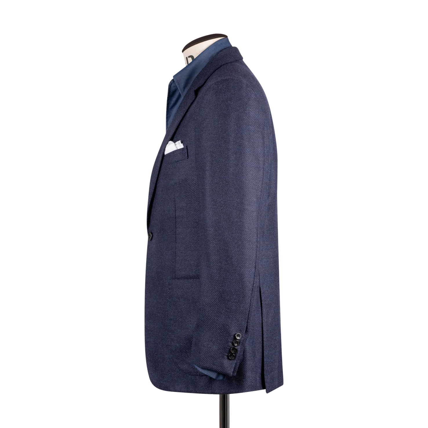 Single Breasted Notch Lapel Jacket in Navy Anniversary Wool