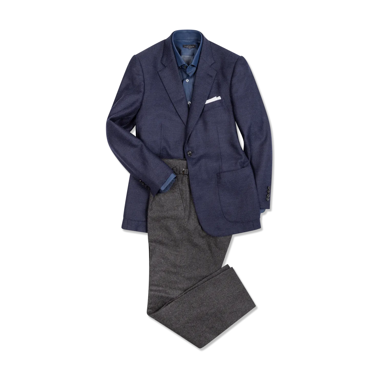 Single Breasted Notch Lapel Jacket in Navy Anniversary Wool