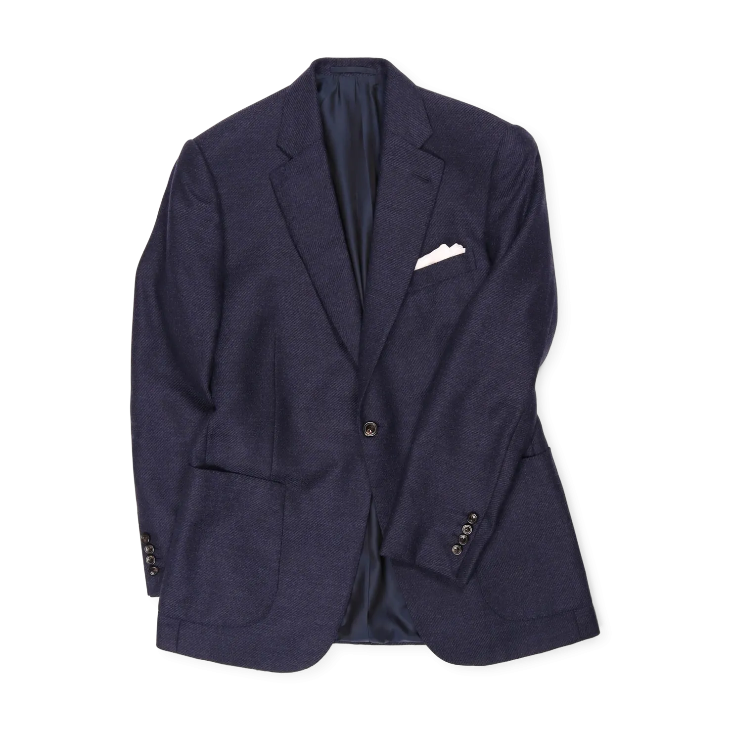 Single Breasted Notch Lapel Jacket in Navy Anniversary Wool