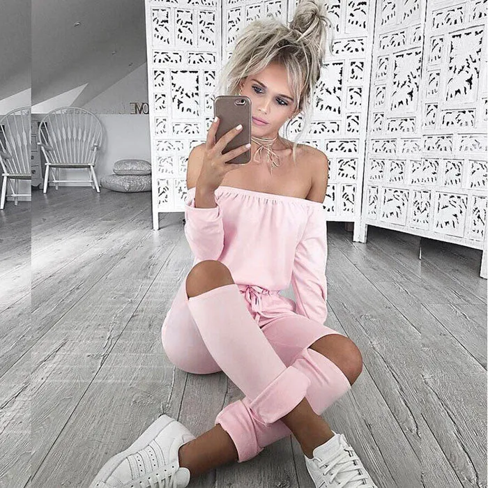 Slash Long Sleeve Bodysuit Jumpsuit