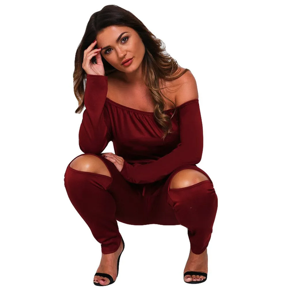 Slash Long Sleeve Bodysuit Jumpsuit