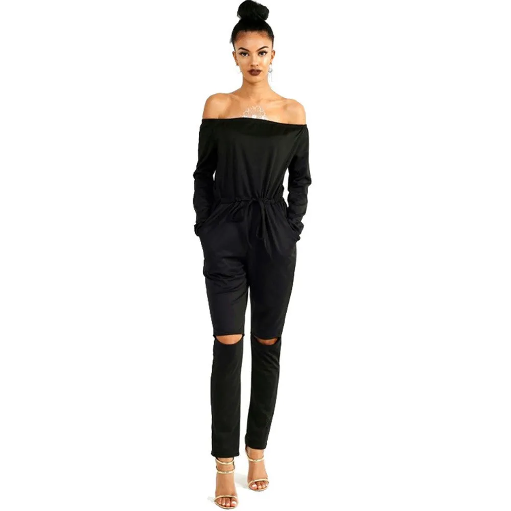 Slash Long Sleeve Bodysuit Jumpsuit