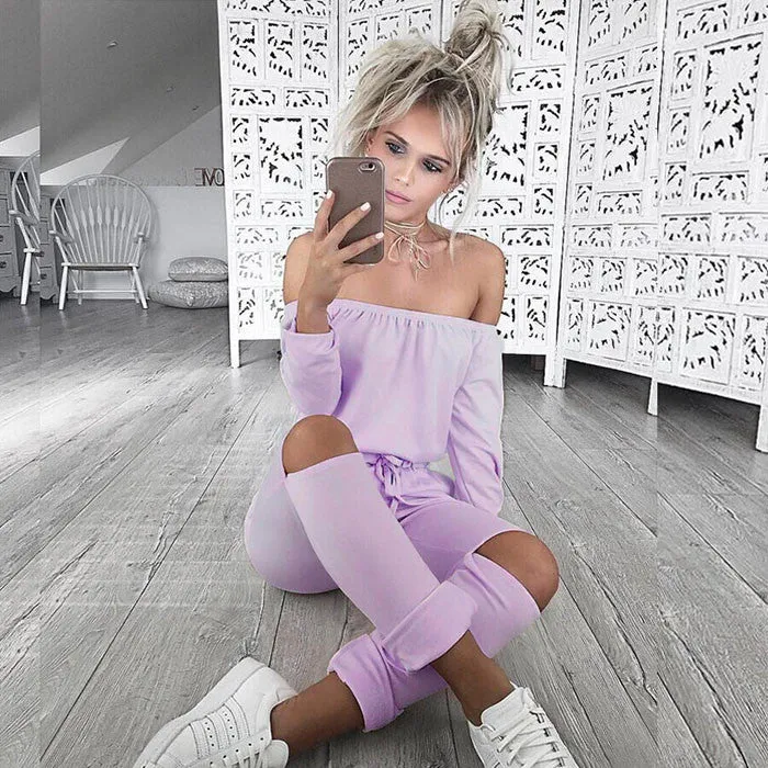 Slash Long Sleeve Bodysuit Jumpsuit