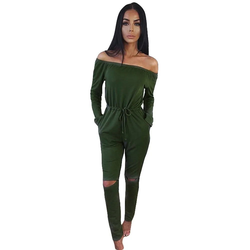 Slash Long Sleeve Bodysuit Jumpsuit