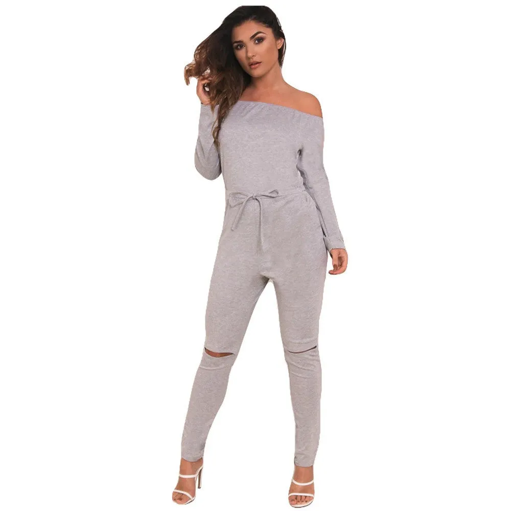 Slash Long Sleeve Bodysuit Jumpsuit